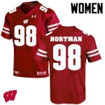 Women's Wisconsin Badgers NCAA #98 Brad Nortman Red Authentic Under Armour Stitched College Football Jersey YY31B00FU